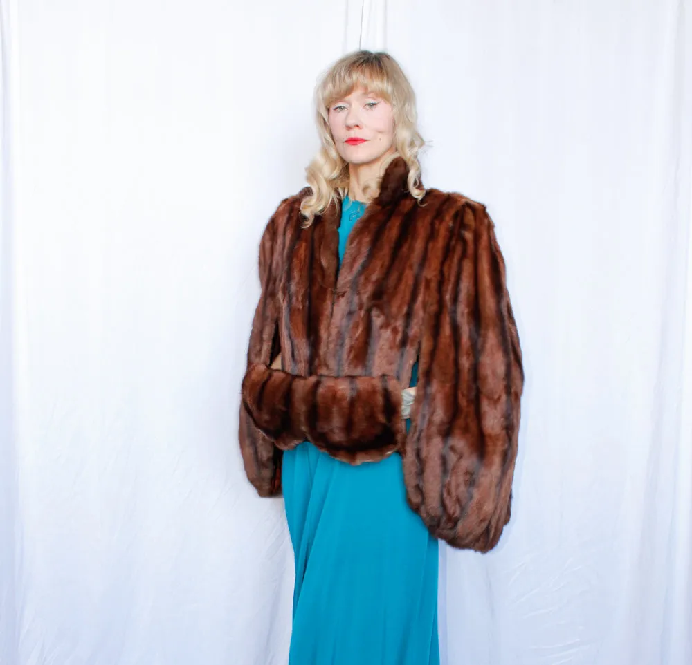 1940s Marmot Fur Cape with Muff - o/s