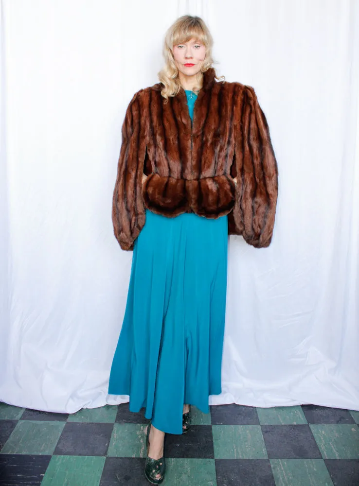 1940s Marmot Fur Cape with Muff - o/s