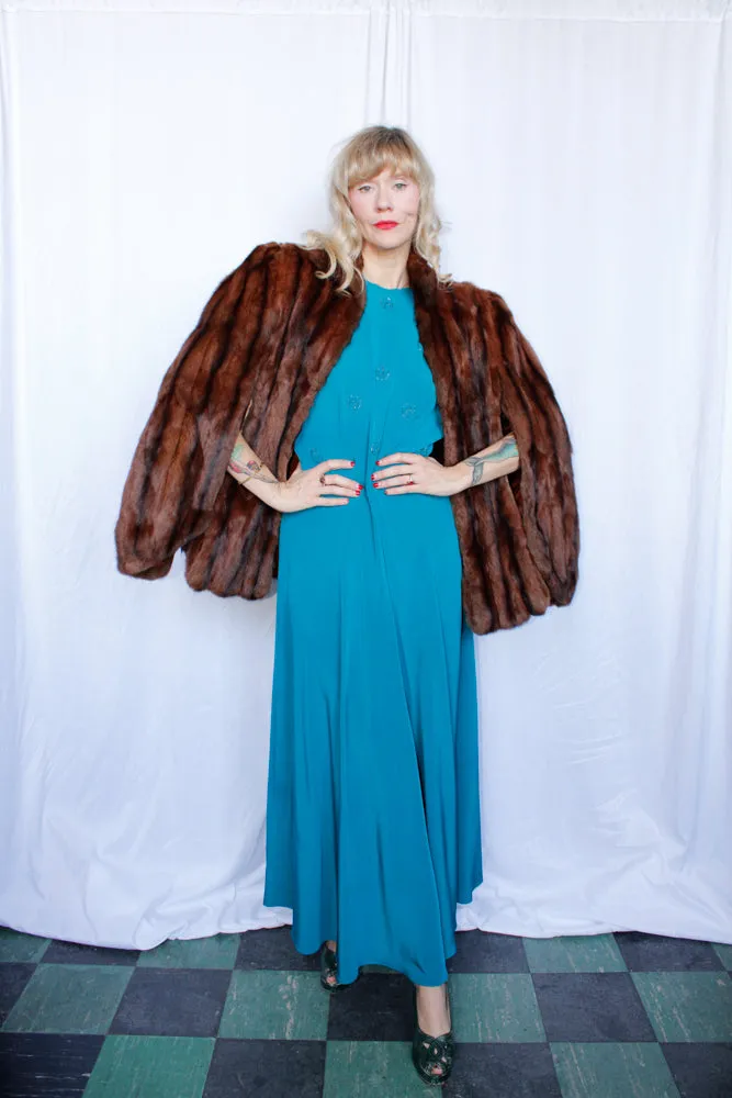 1940s Marmot Fur Cape with Muff - o/s