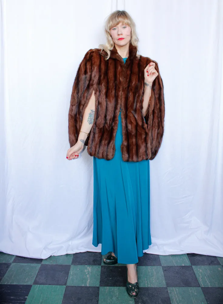 1940s Marmot Fur Cape with Muff - o/s