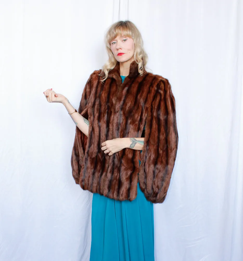 1940s Marmot Fur Cape with Muff - o/s