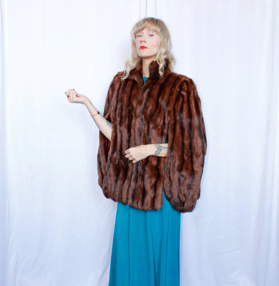 1940s Marmot Fur Cape with Muff - o/s