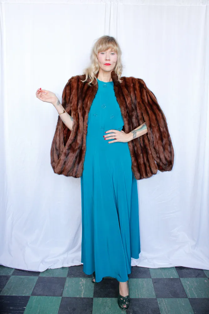 1940s Marmot Fur Cape with Muff - o/s