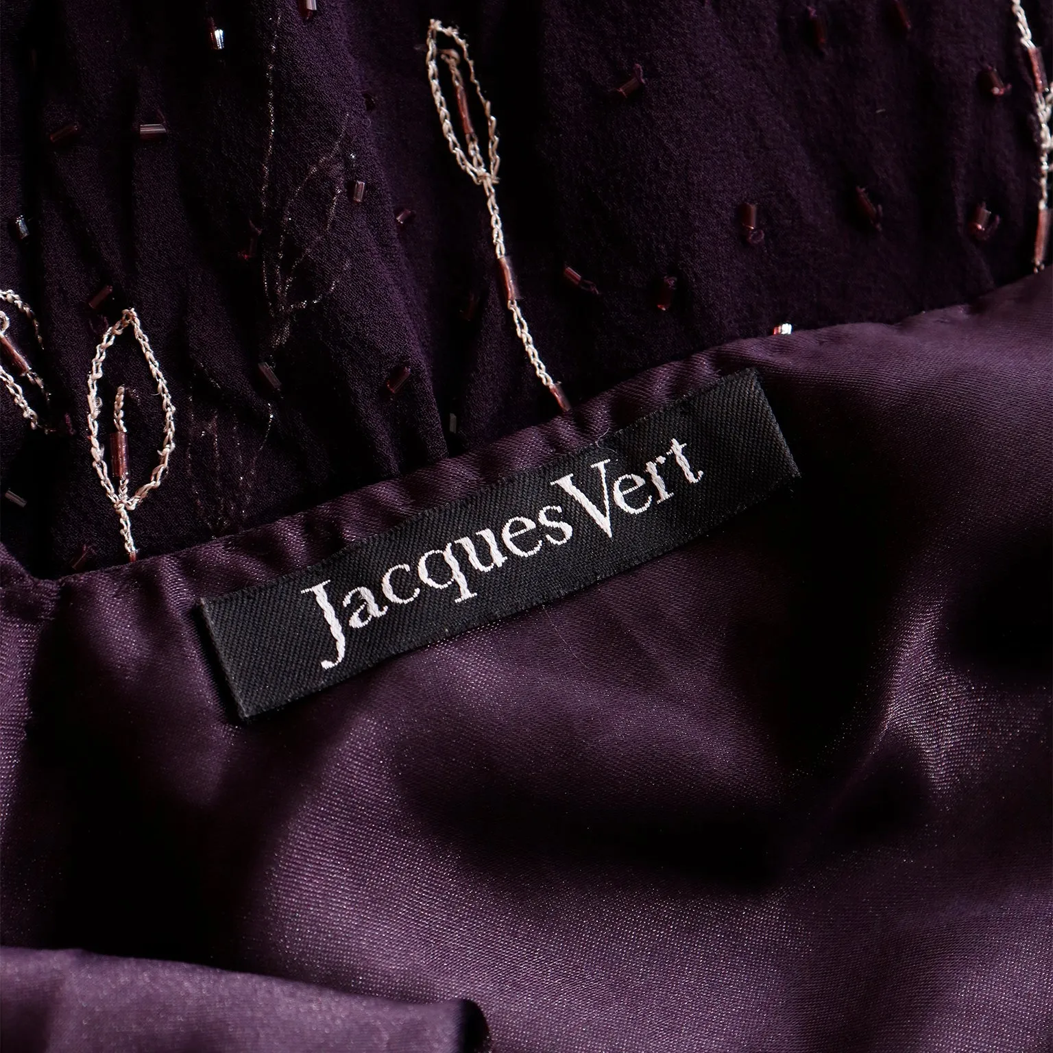 1990s Purple Beaded Vintage Handkerchief Hem Evening Dress