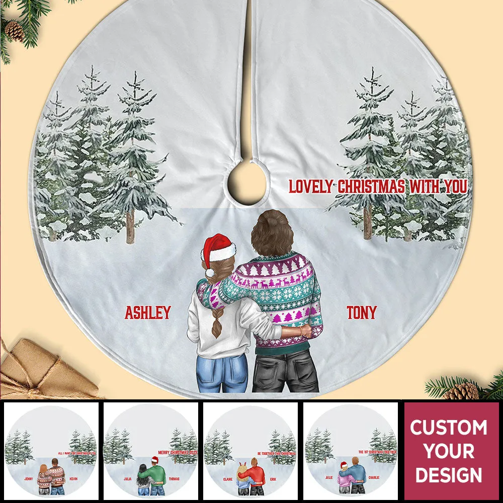 2023 For Couples Personalized Christmas Pencil Tree Skirt