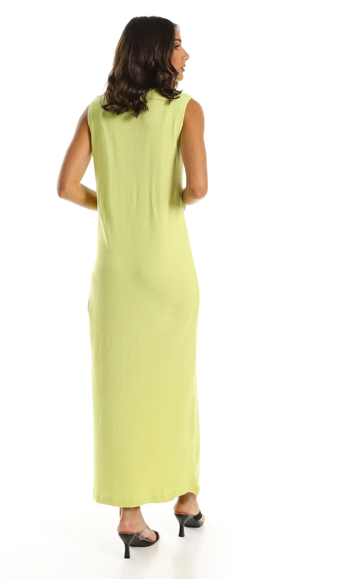 98949 Slim Fit Maxi Dress In Solid Lime Green