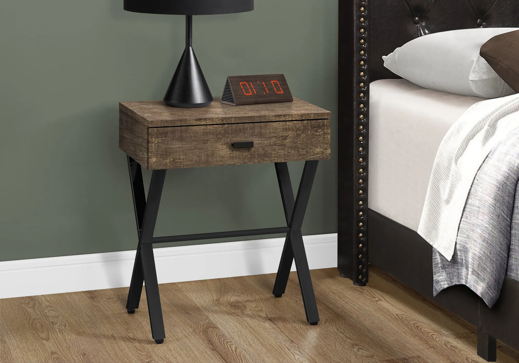 Accent Table - 24"H / Brown Reclaimed Wood / Black Metal