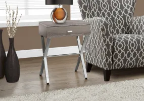 Accent Table - 24"H / Dark Taupe / Chrome Metal