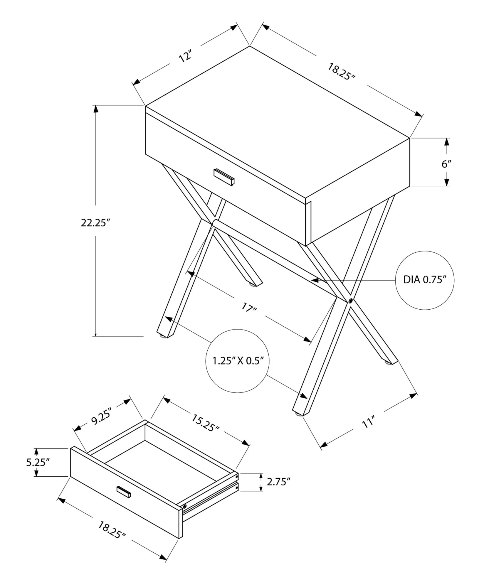 Accent Table - 24"H / Glossy White / Chrome Metal