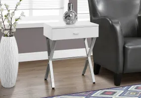 Accent Table - 24"H / Glossy White / Chrome Metal