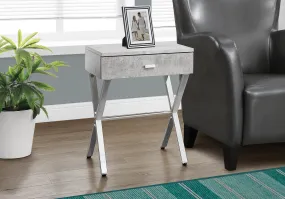 Accent Table - 24"H / Grey Cement / Chrome Metal