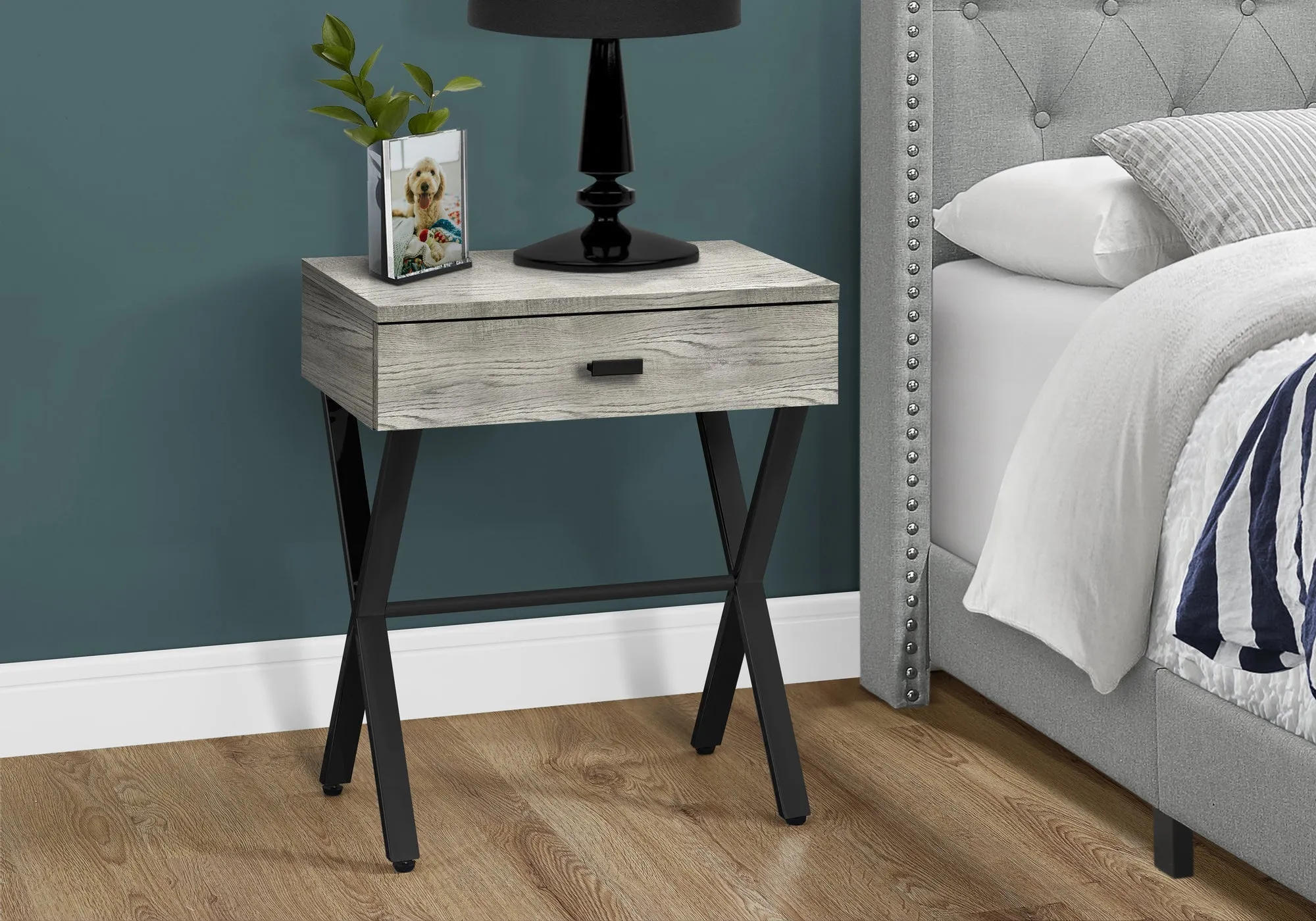 Accent Table - 24"H / Grey Reclaimed Wood / Black Metal