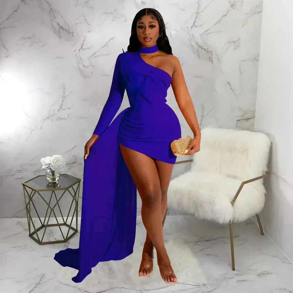 Alishah Feather Bodycon Evening Dresses