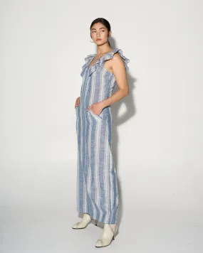 ALODIE stripe maxi dress with ruffles