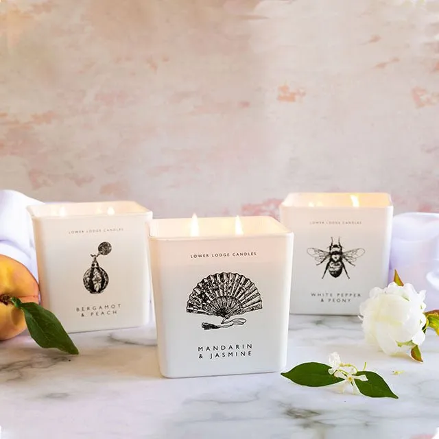 Bergamot and Peach Deluxe Scented Candle