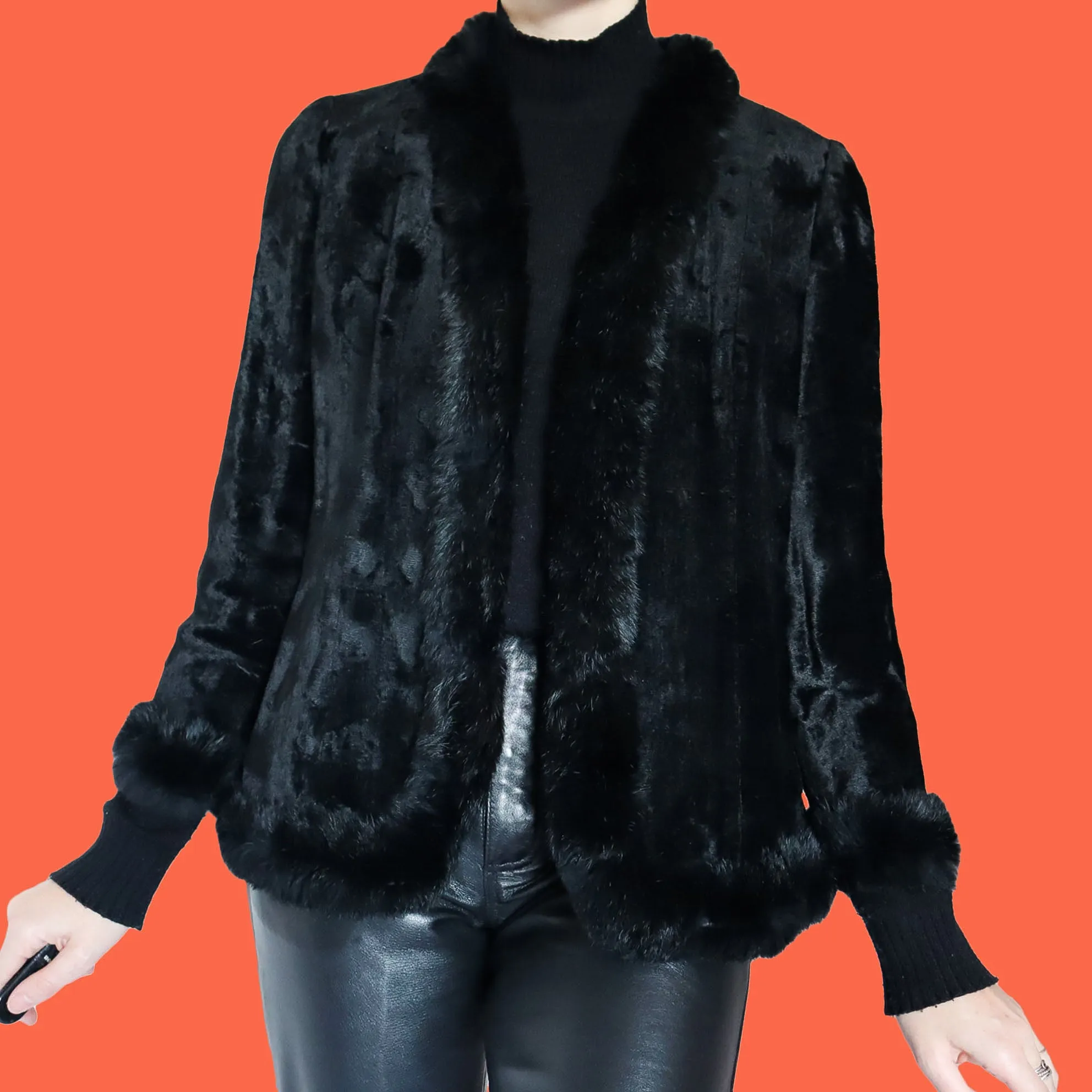 Black faux fur jacket UK M