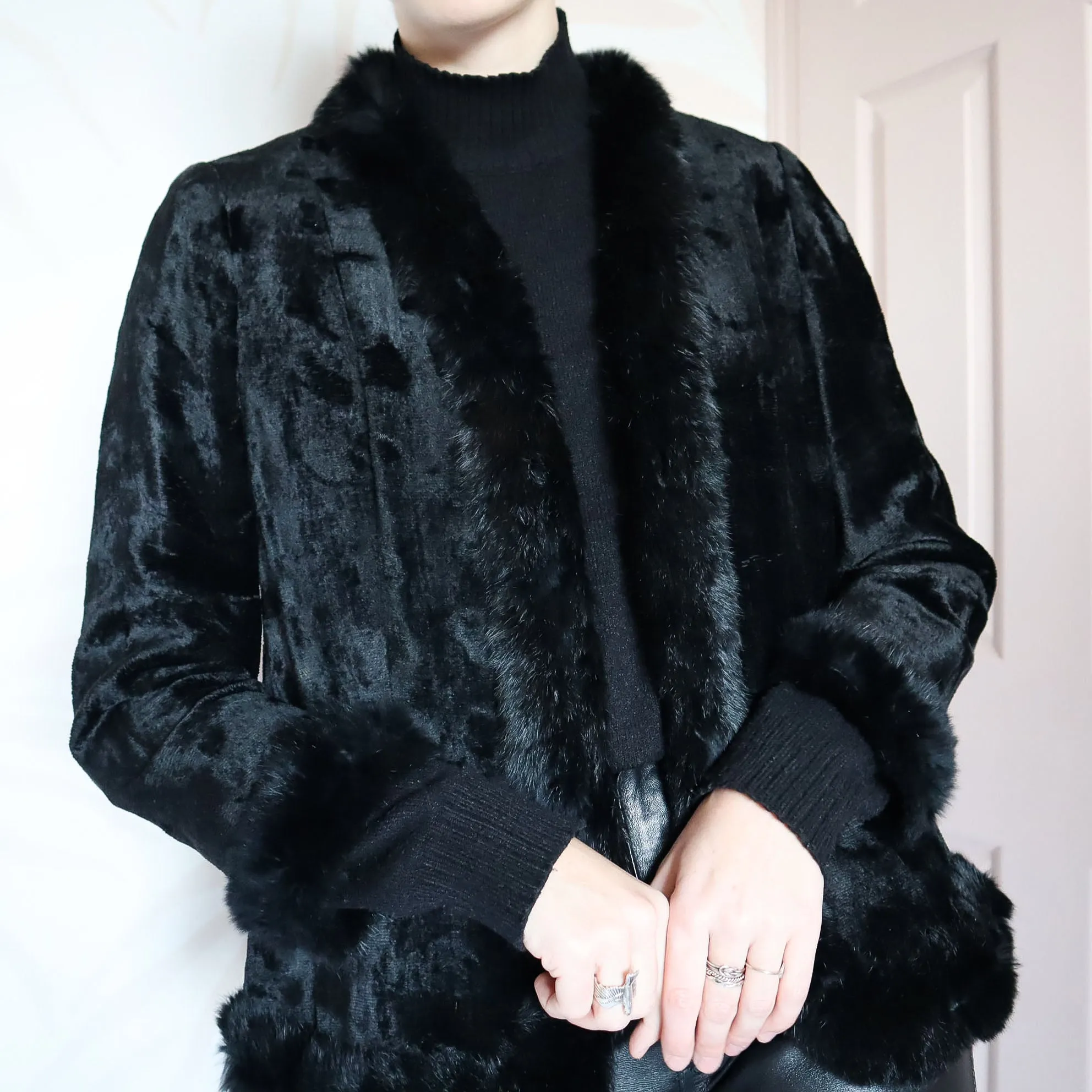 Black faux fur jacket UK M