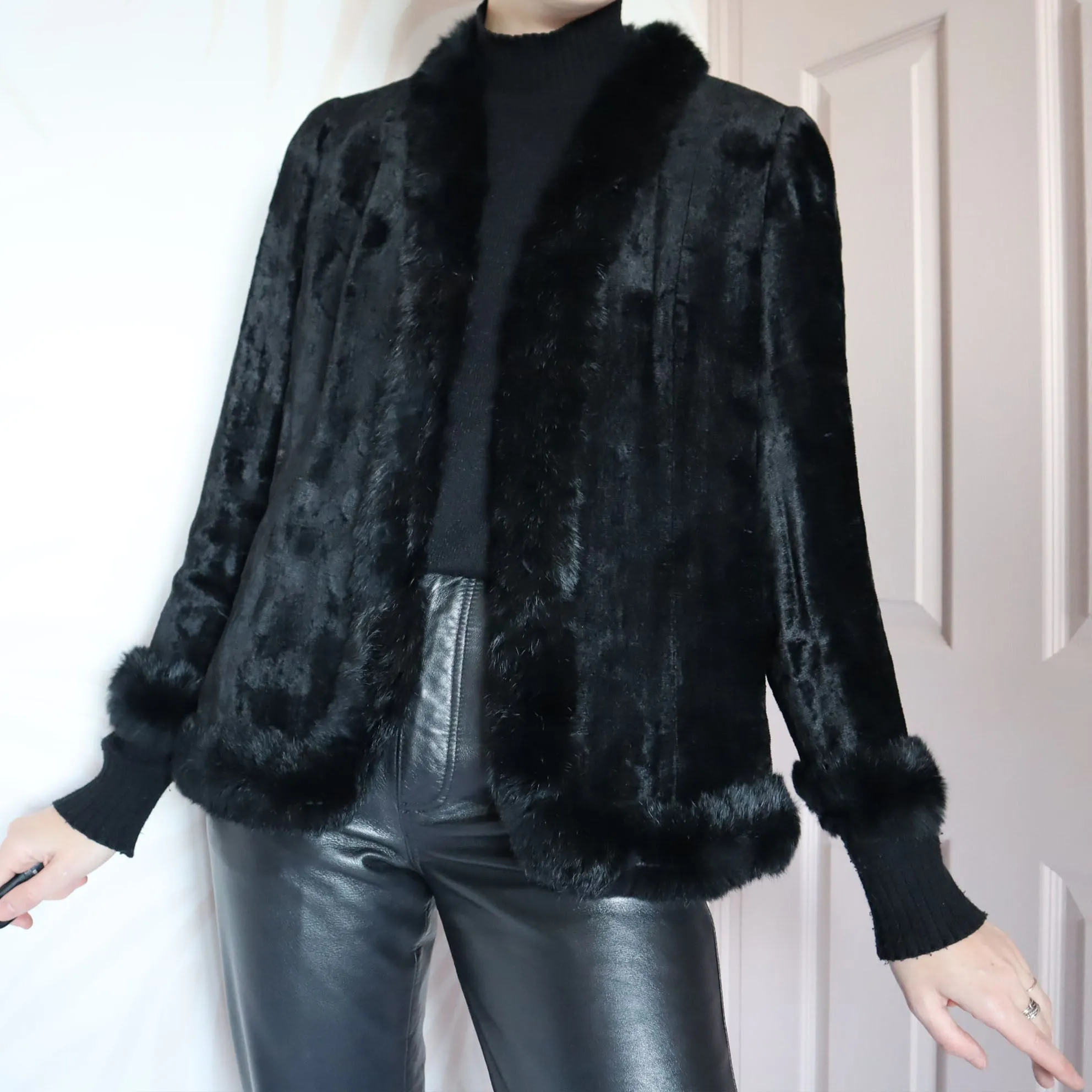 Black faux fur jacket UK M