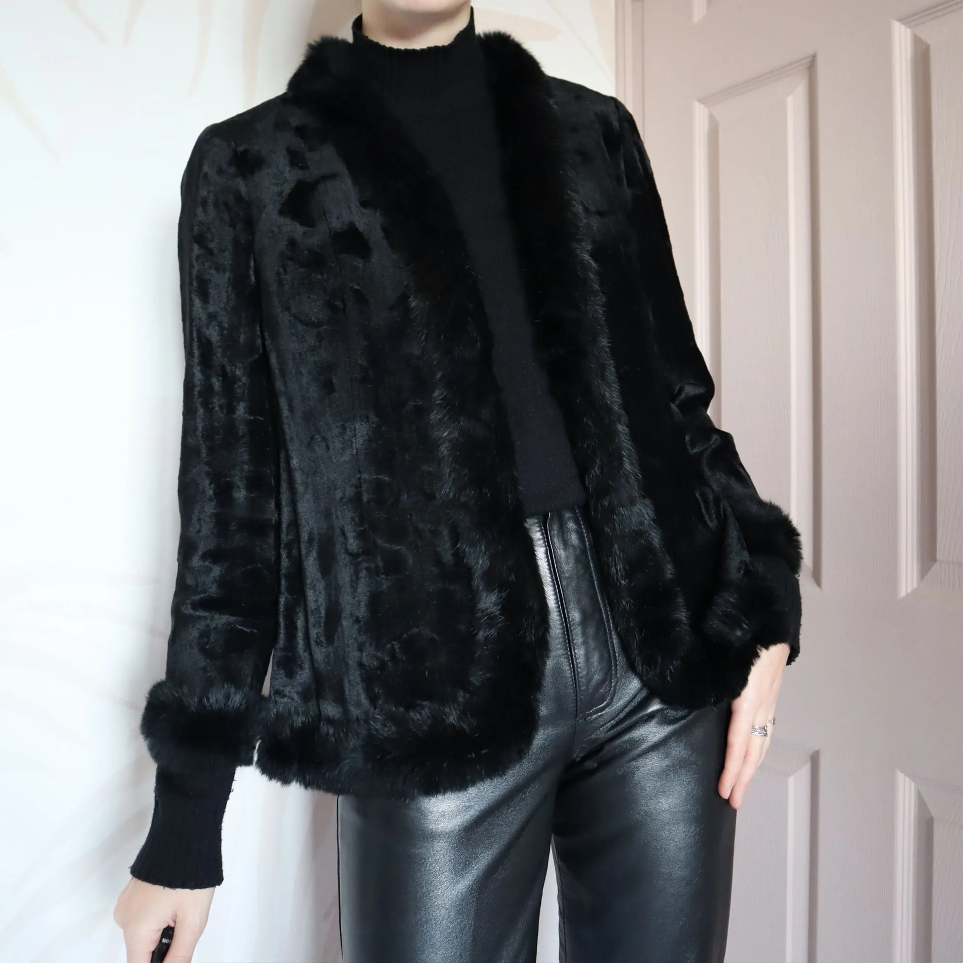 Black faux fur jacket UK M