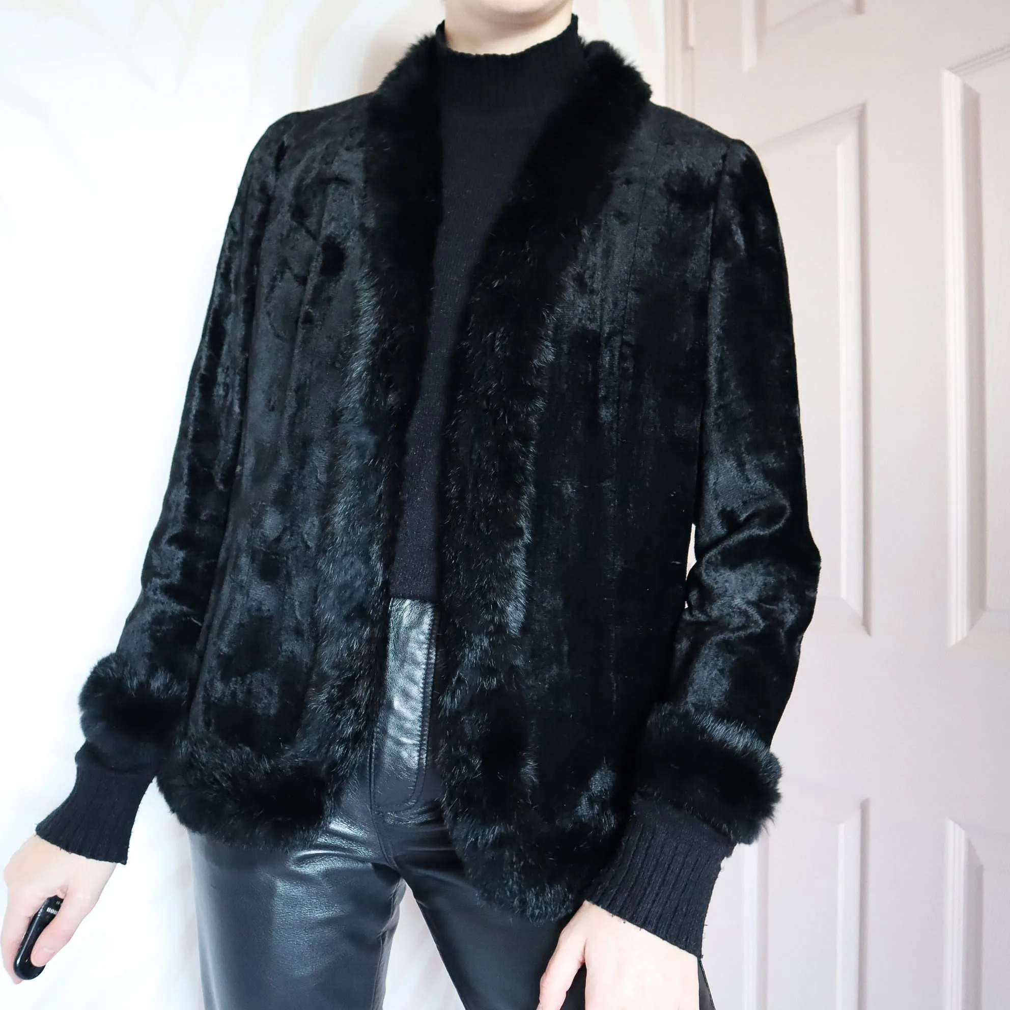 Black faux fur jacket UK M