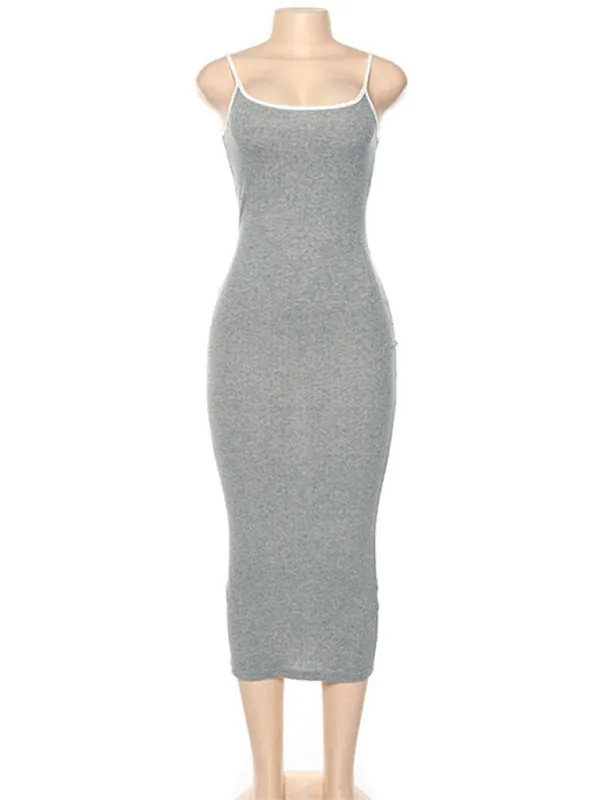 Bodycon Cami Midi Dress in Contrast Binding