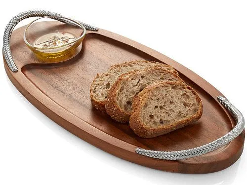 Braid Rope Acacia Wood Serving Platter Set