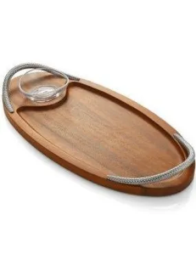 Braid Rope Acacia Wood Serving Platter Set