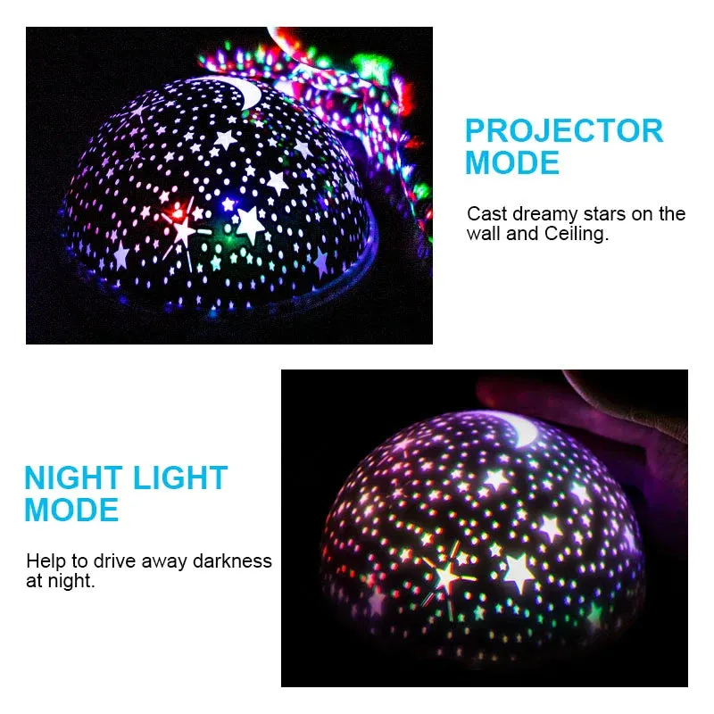 Children Bedroom LED Night Light Baby Lamp Decor Rotating Starry Projector Table Lamp
