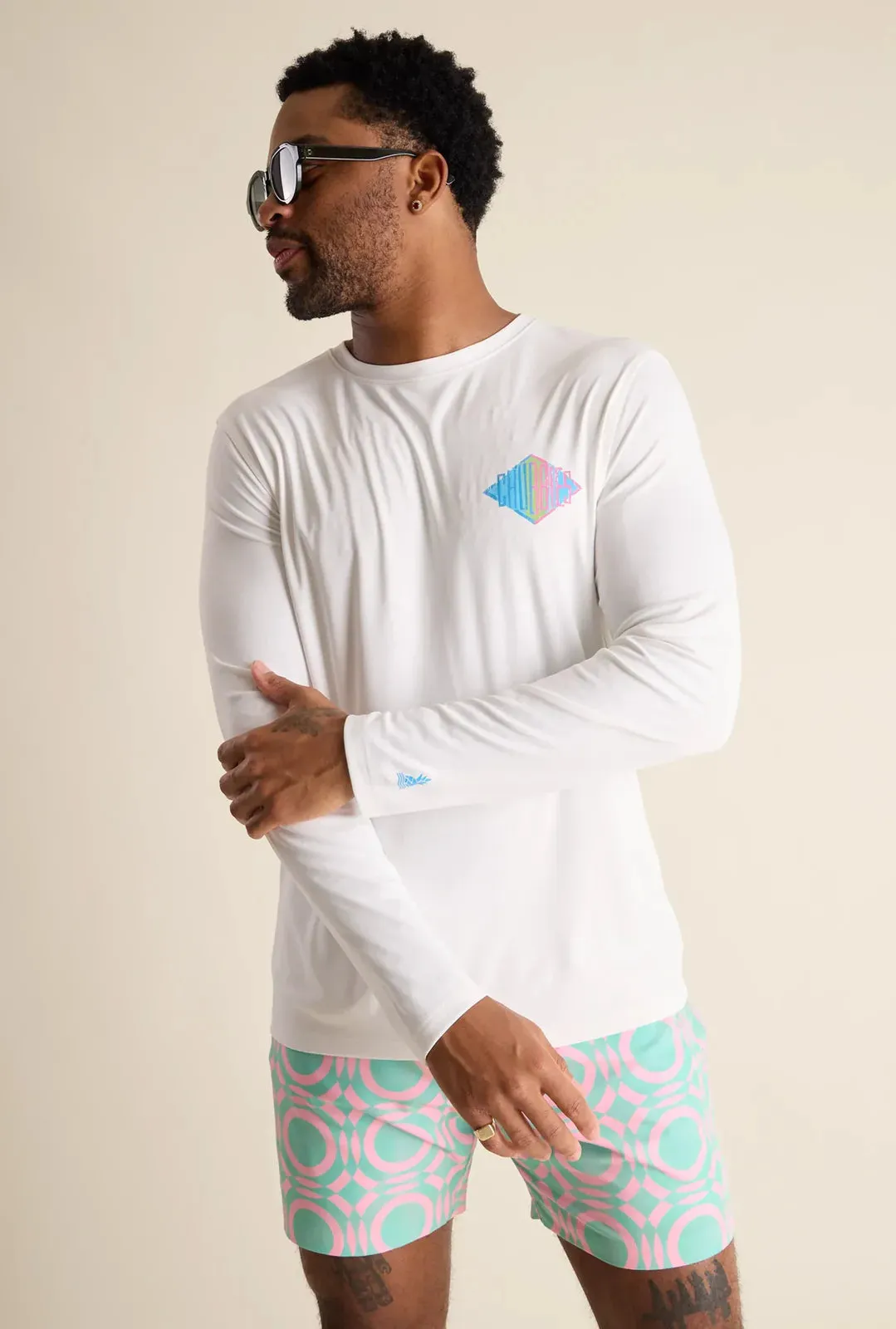 Chubbies The Reflector Long Sleeve Sun Crew Neck T-Shirt - Pure White