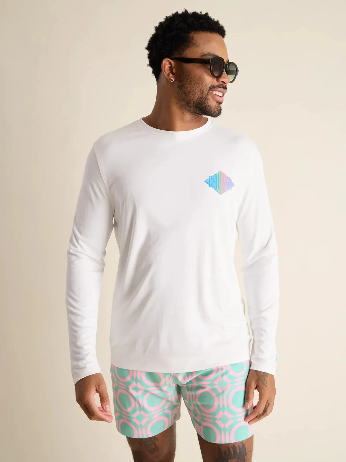 Chubbies The Reflector Long Sleeve Sun Crew Neck T-Shirt - Pure White