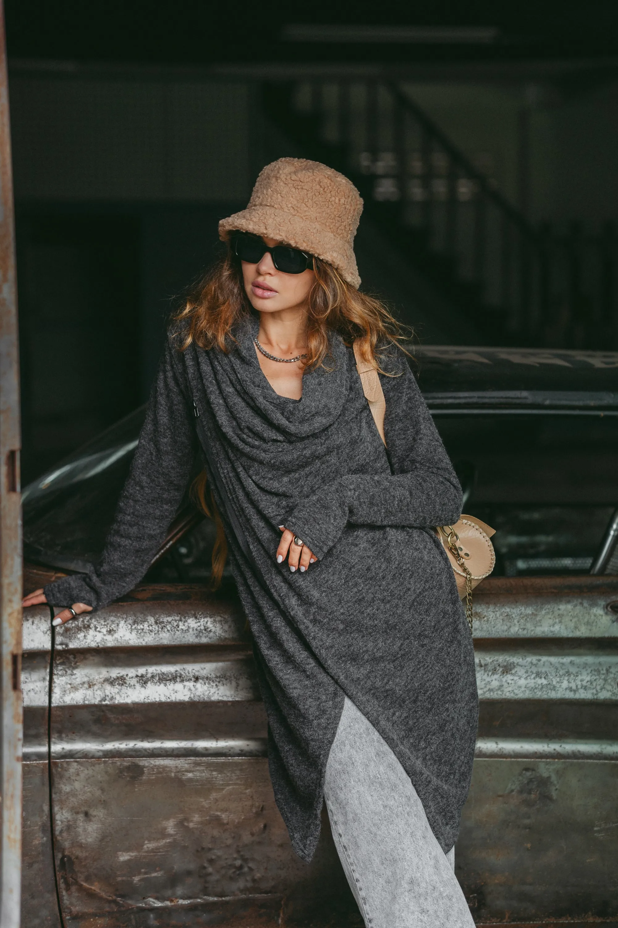 Cowl Neck Sweater Achara Charcoal