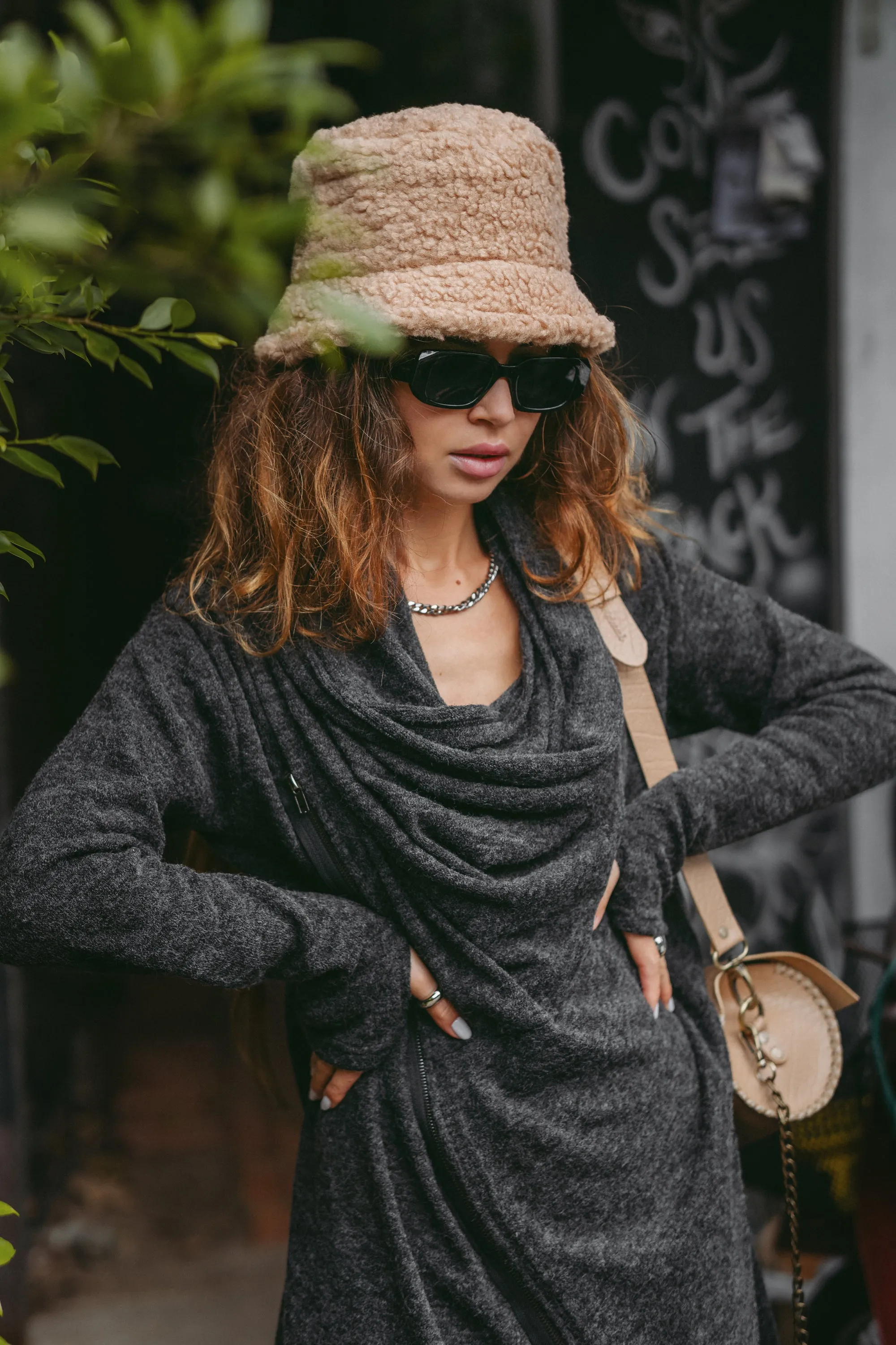 Cowl Neck Sweater Achara Charcoal