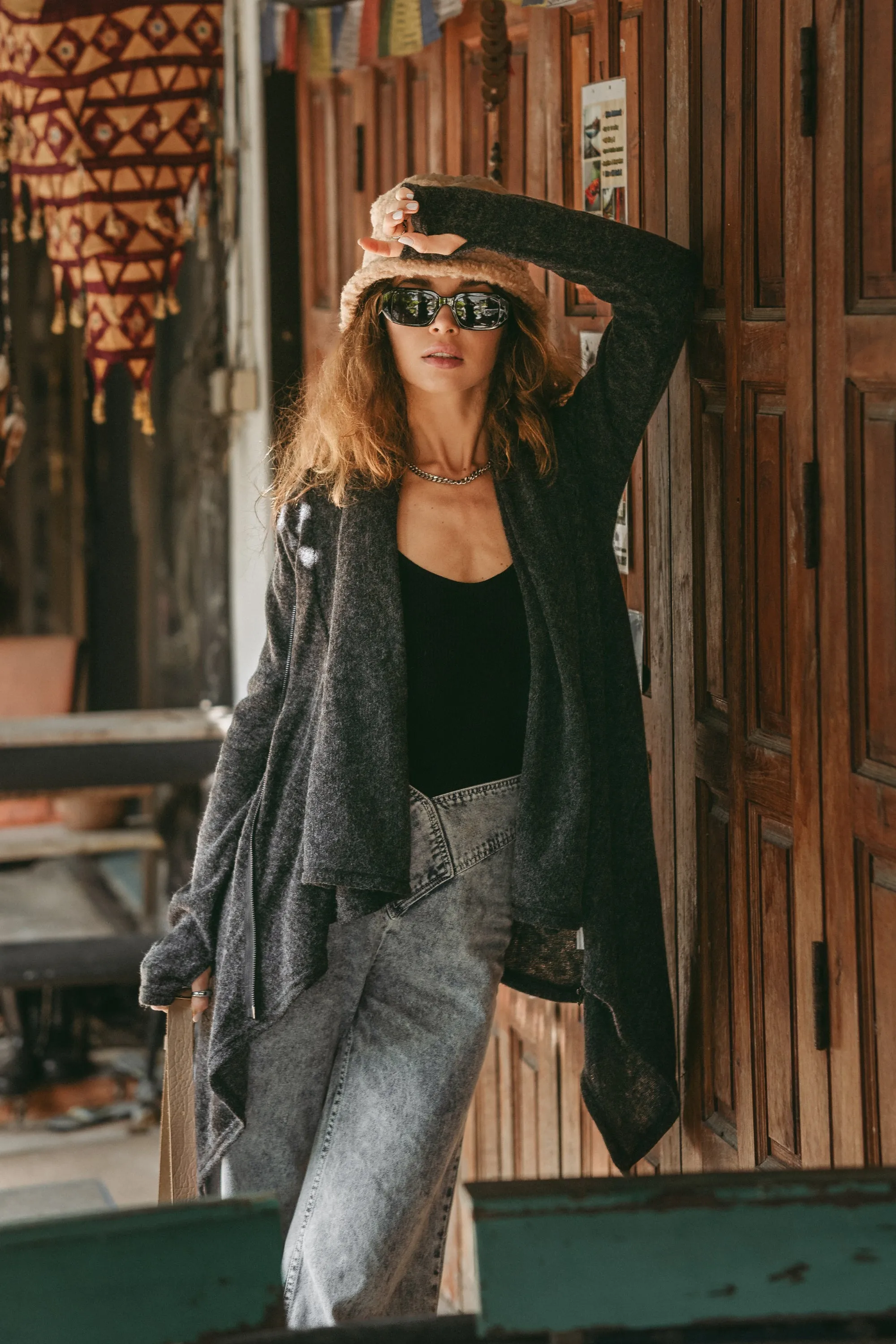 Cowl Neck Sweater Achara Charcoal