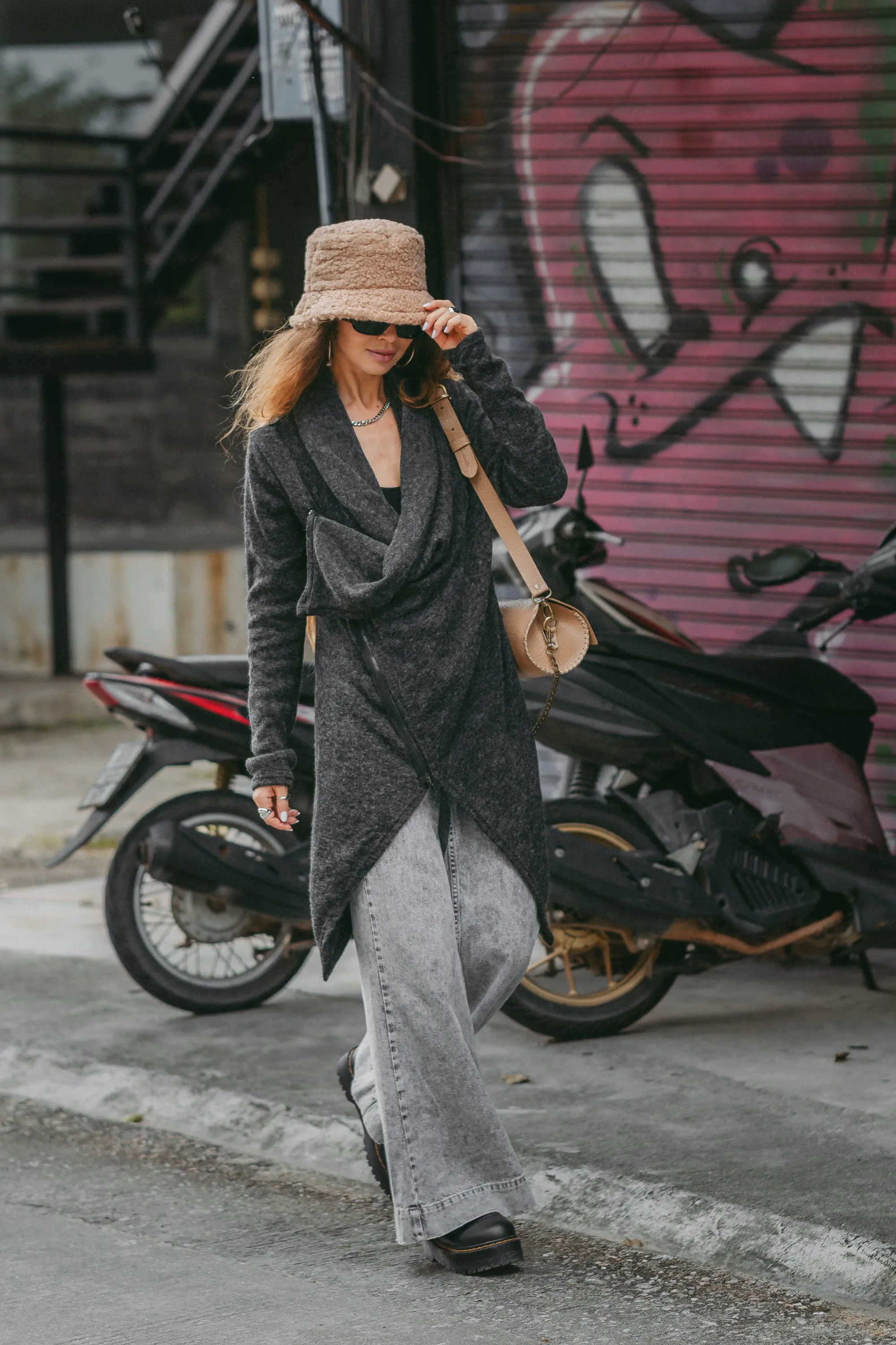 Cowl Neck Sweater Achara Charcoal