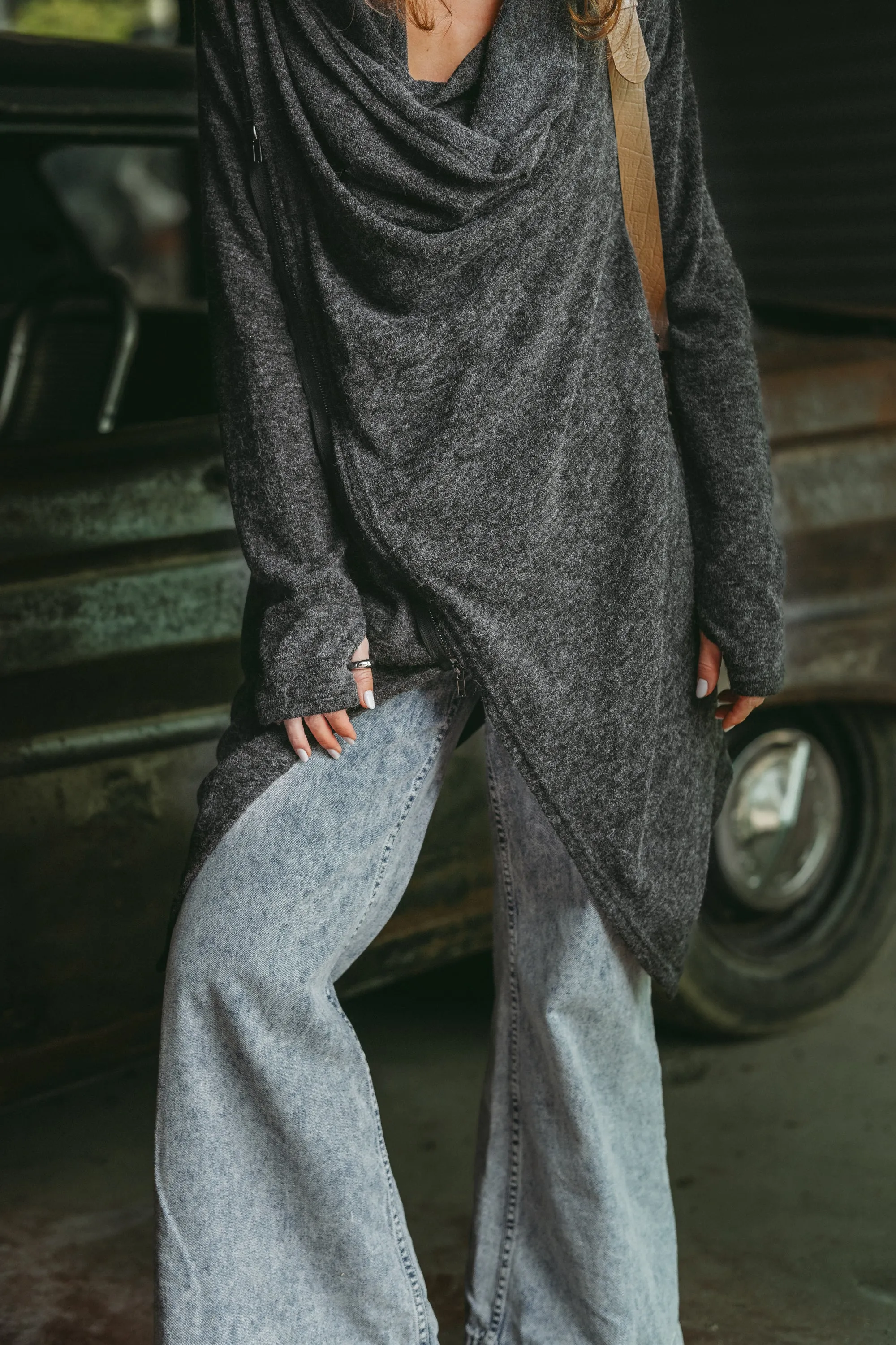 Cowl Neck Sweater Achara Charcoal