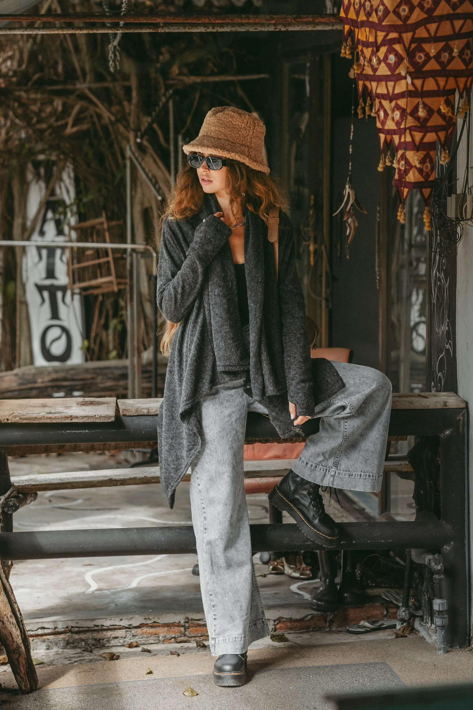 Cowl Neck Sweater Achara Charcoal