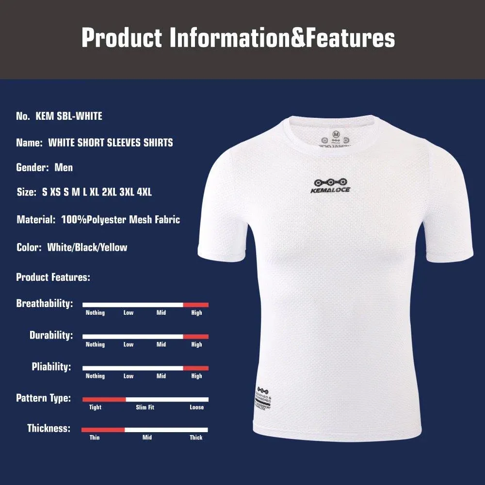 Cycling Base Layer Short Sleeve 2023 Cool Mesh White Breathable Bike Undershirts MTB Black Bicycle Base Layer