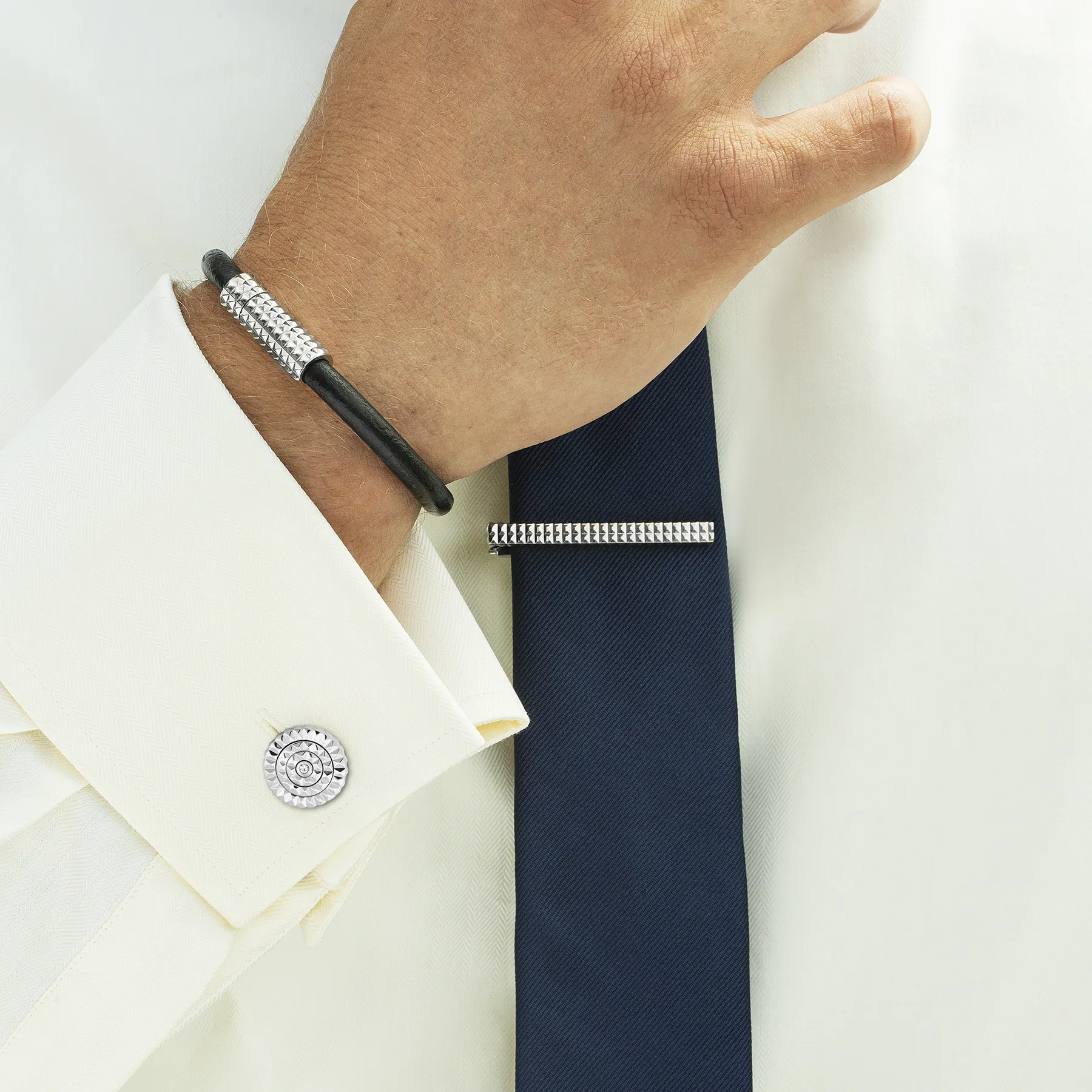 Diamond Giza tie clip with Palladium plated