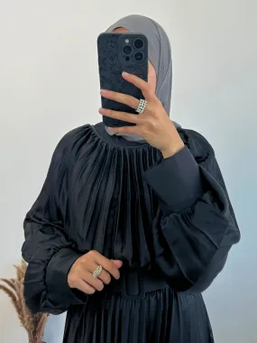 DMN Satin Pleat Maxi Dress