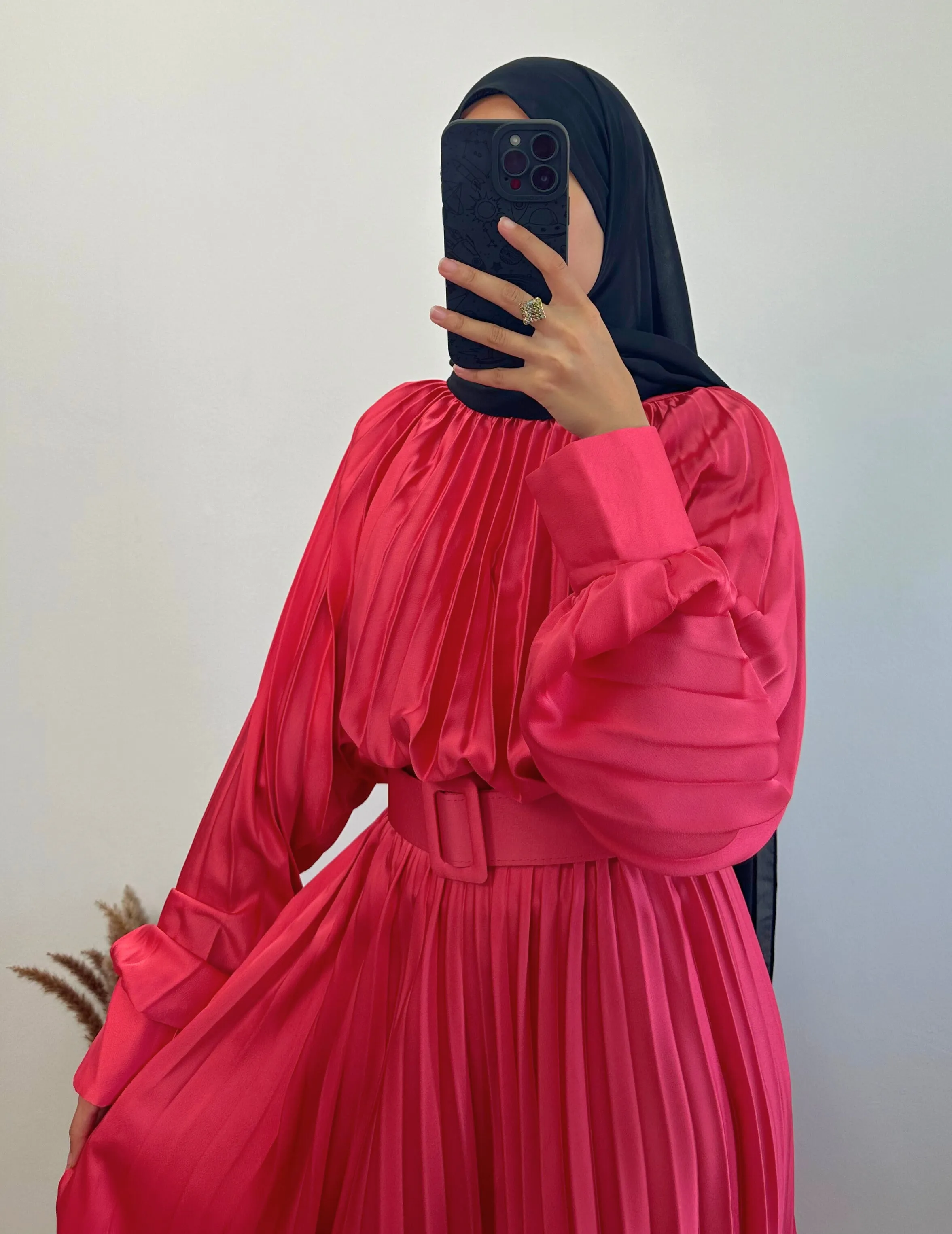 DMN Satin Pleat Maxi Dress