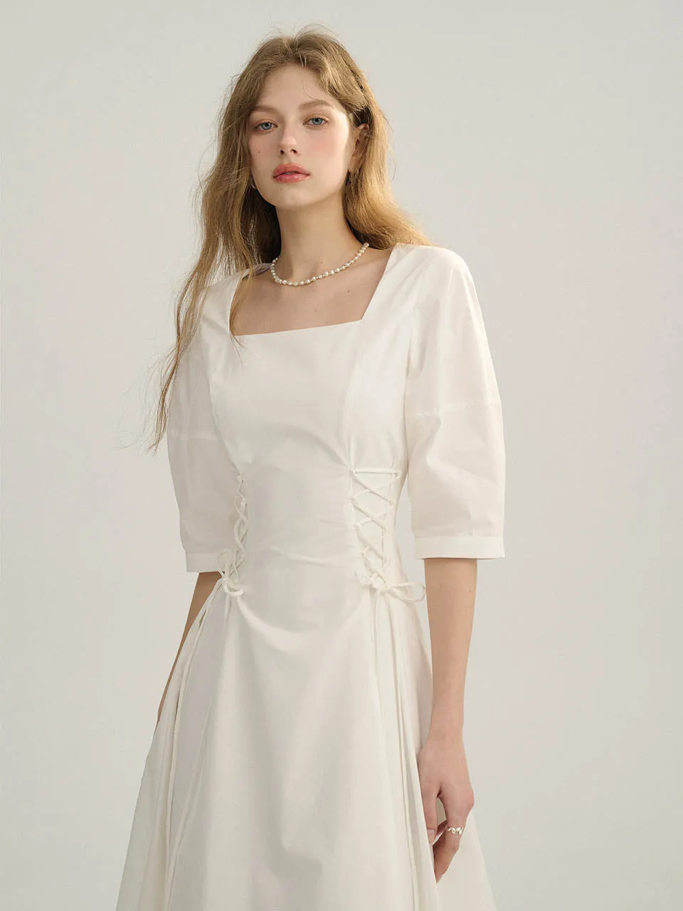 Double ribbon long dress