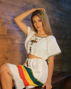 Ethiopian Flag Inspired Habesha Dress Simplicity of the Handwoven Habesha Kemis