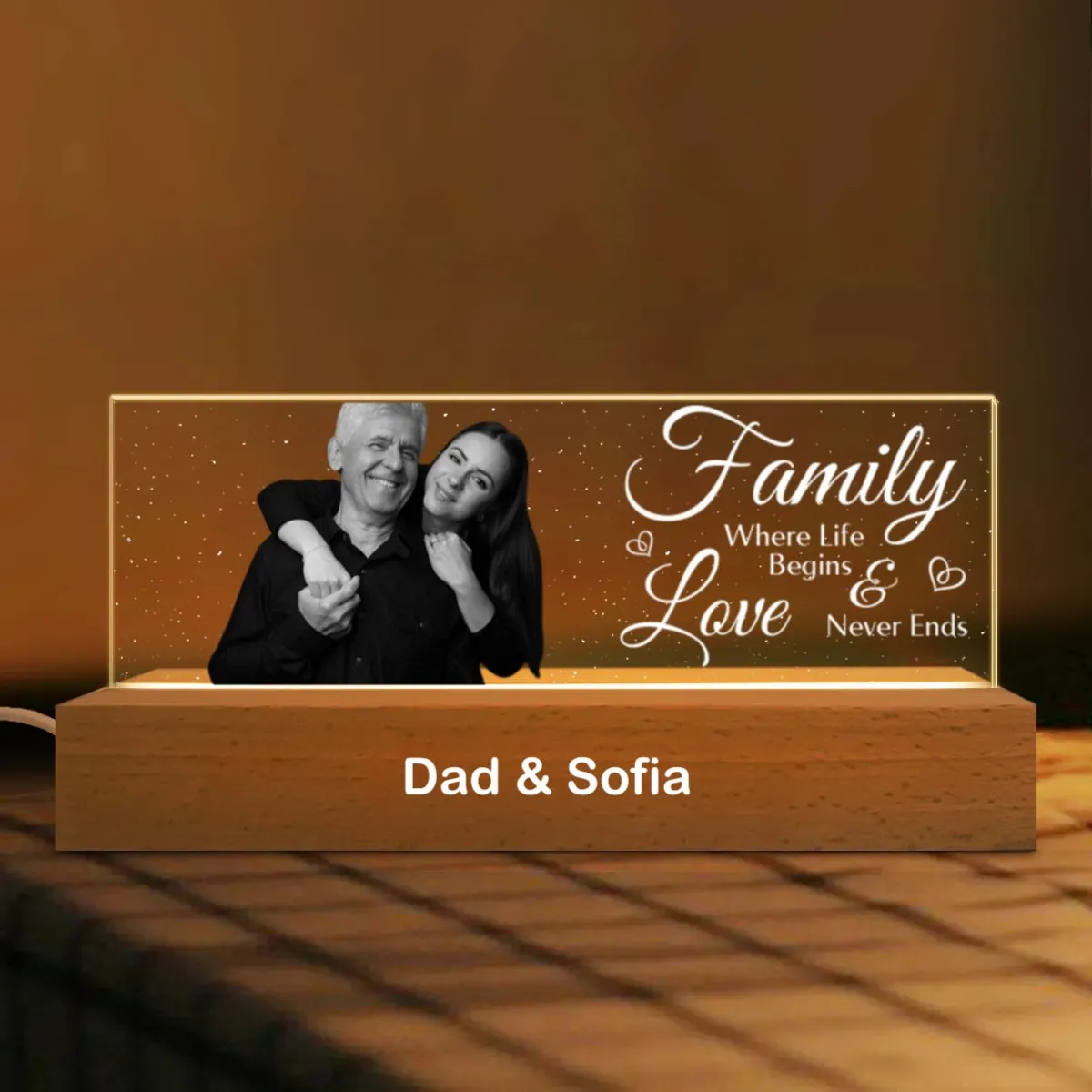 Father's Day Delight - Monochrome Memories in Full Flight - Personalized Acrylic LED Lamp Night Light