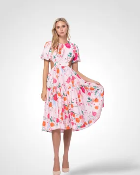 Floral Print Cutout Midi Dress