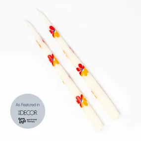 Floral Two-Tone Wax Candles (Set of 2)