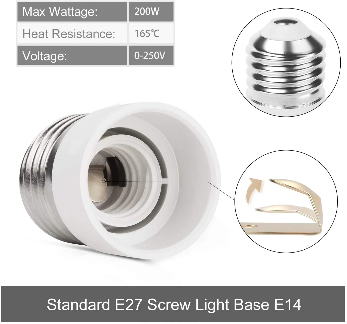 FluxTech – E27 to E14 Lamp Holder Converter Base - (Pack of 2)