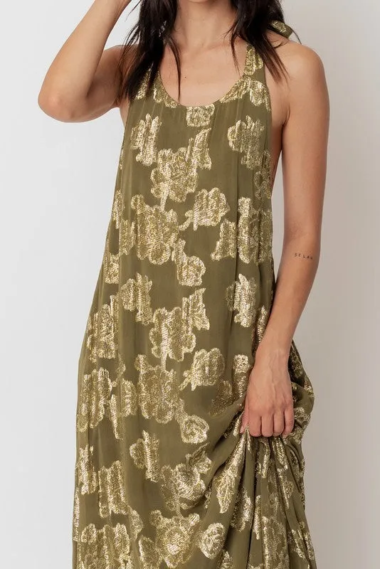 GOLD HALTER DRESS