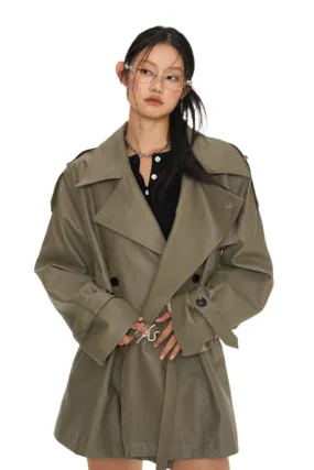 Green Emissary Leather Trenchcoat