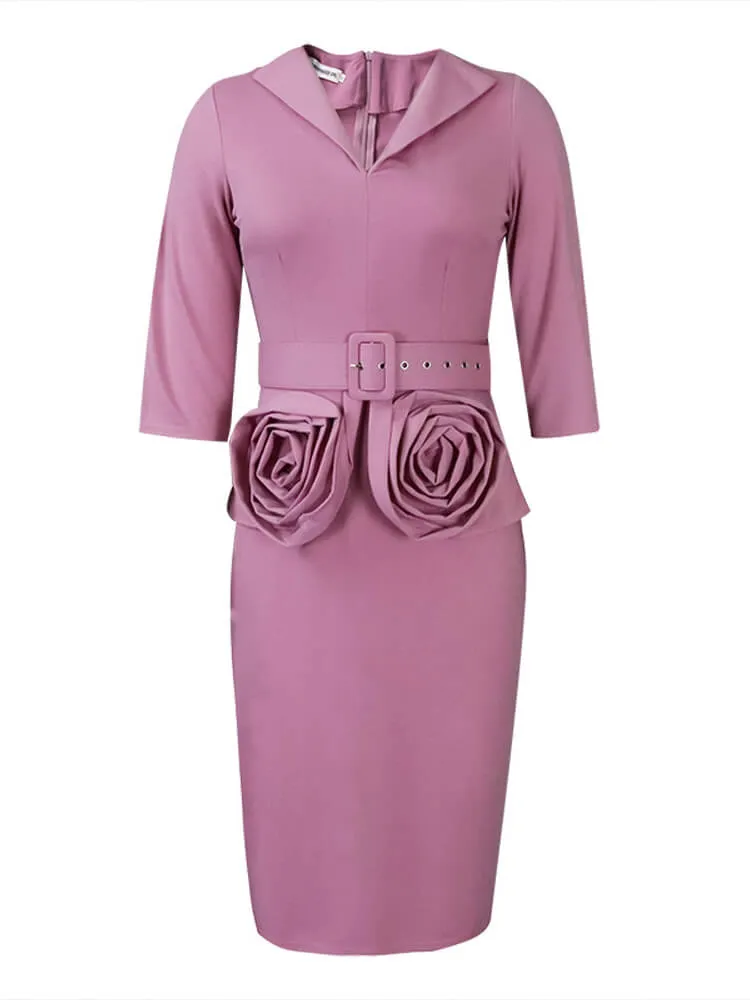Half Sleeve Solid Color Bodycon Midi Dresses