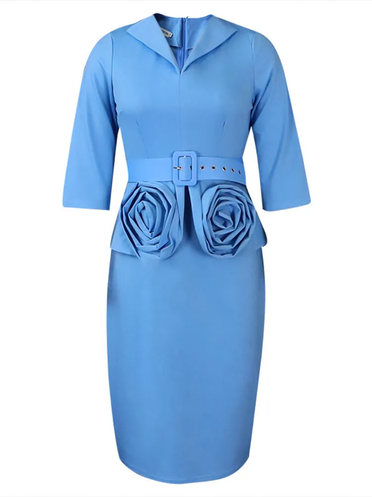 Half Sleeve Solid Color Bodycon Midi Dresses